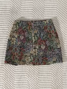 Breezaya Split Hem Floral Jacquard Skirt