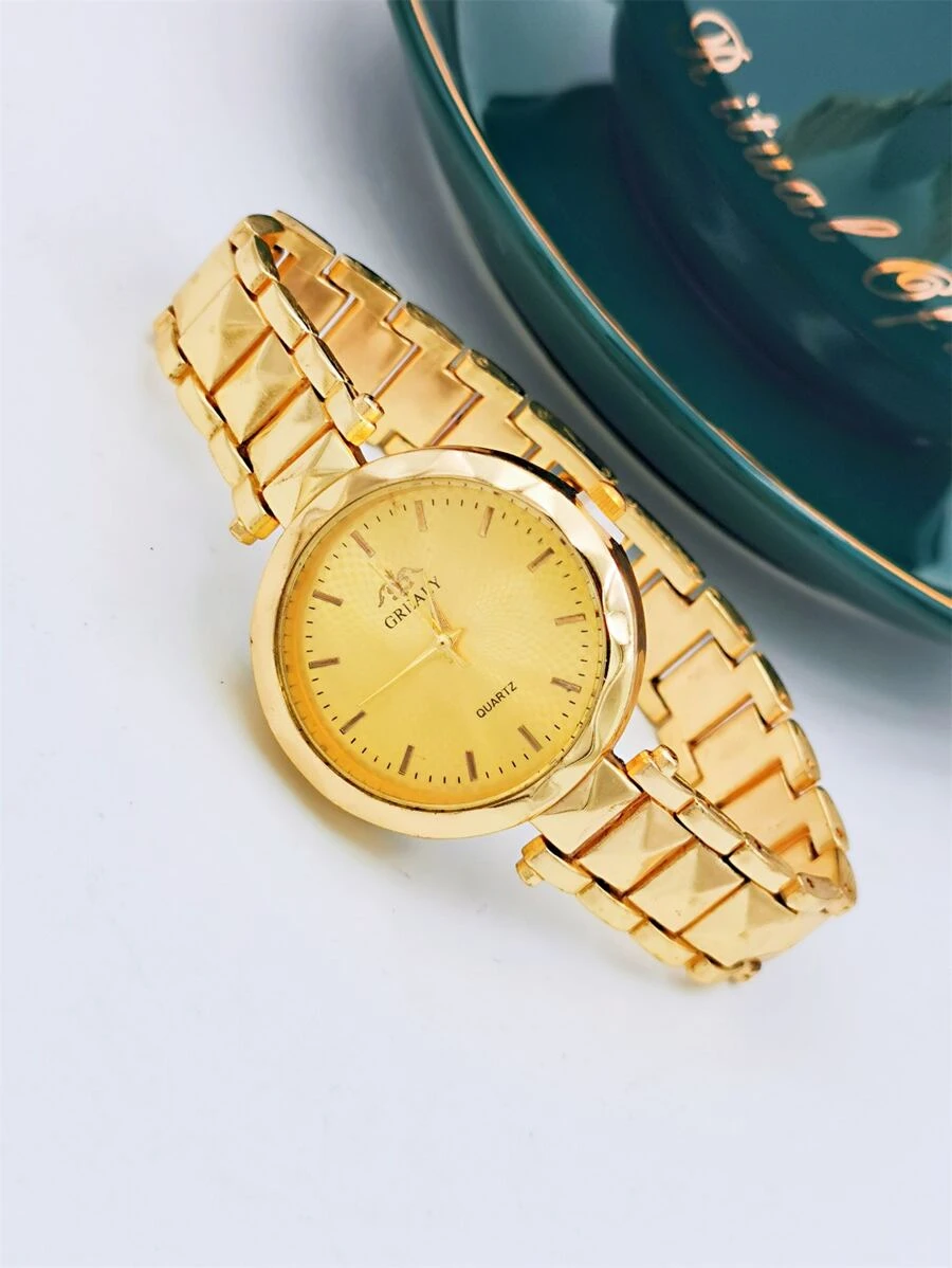 Reloj cuarzo con diseño de pulsera con tira - Dorado - Ver 1