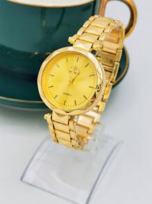 Reloj cuarzo con diseño de pulsera con tira - Dorado - Ver 3