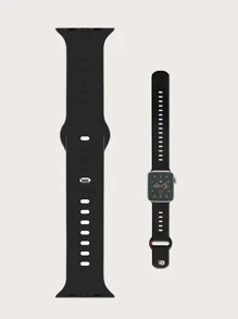 素色矽膠錶帶適用於Apple Watch - 黑色 - 查看 4