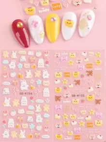 2sheets Kids 5D Cartoon Graphic Nail Art Sticker - Multicolor - View 1
