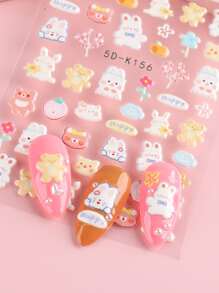 2sheets Kids 5D Cartoon Graphic Nail Art Sticker - Multicolor - View 5