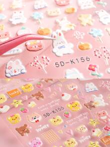 2sheets Kids 5D Cartoon Graphic Nail Art Sticker - Multicolor - View 7
