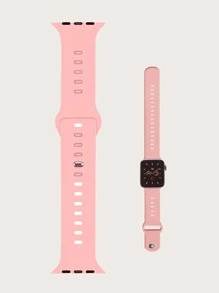 Plain Silicone Watchband Compatible With Apple Watch - Pink - View 4