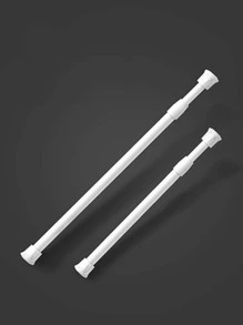 1pc Retractable Plastic Towel Bar,Simple White Wall-Mounted Bath Towel Rack For Bathroom - White - View 2