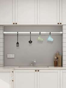 1pc Retractable Plastic Towel Bar,Simple White Wall-Mounted Bath Towel Rack For Bathroom - White - View 6