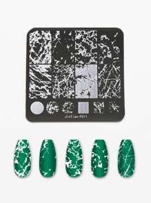 1 pieza Plantilla de placa de arte de uñas con patrón de mármol, suministros para uñas, herramientas para uñas, herramientas de arte de uñas, de vuelta a la escuela, uñas, herramientas para uñas postizas - Plateado - Ver 3