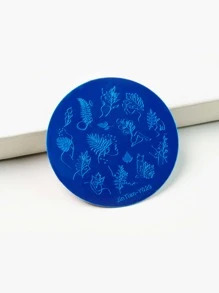 1pc Leaf Pattern Nail Art Template Plate - Silver - View 2