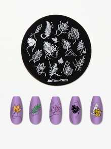 1pc Leaf Pattern Nail Art Template Plate - Silver - View 4