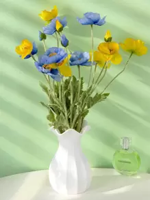 1pc Plastic Flower Vase,Home Decor,Flower Vase,Centerpiece,Table Decor Gifts Birthday Graduation Room Decor Glass Vase - White - View 5