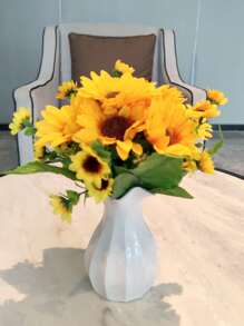 1pc Plastic Flower Vase,Home Decor,Flower Vase,Centerpiece,Table Decor Gifts Birthday Graduation Room Decor Glass Vase - White - View 7