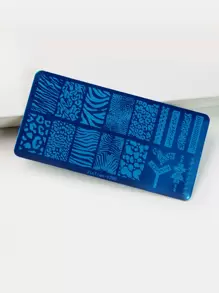 1pc Leopard Print Nail Art Template Plate,Nail Supplies,Nail Tools,Nail Art Tools,Back To School,Nails,Nail Tools For Press On Nails - Silver - View 2