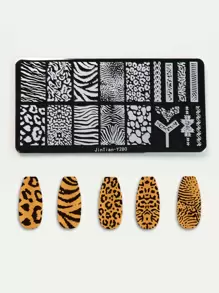 1pc Leopard Print Nail Art Template Plate,Nail Supplies,Nail Tools,Nail Art Tools,Back To School,Nails,Nail Tools For Press On Nails - Silver - View 4