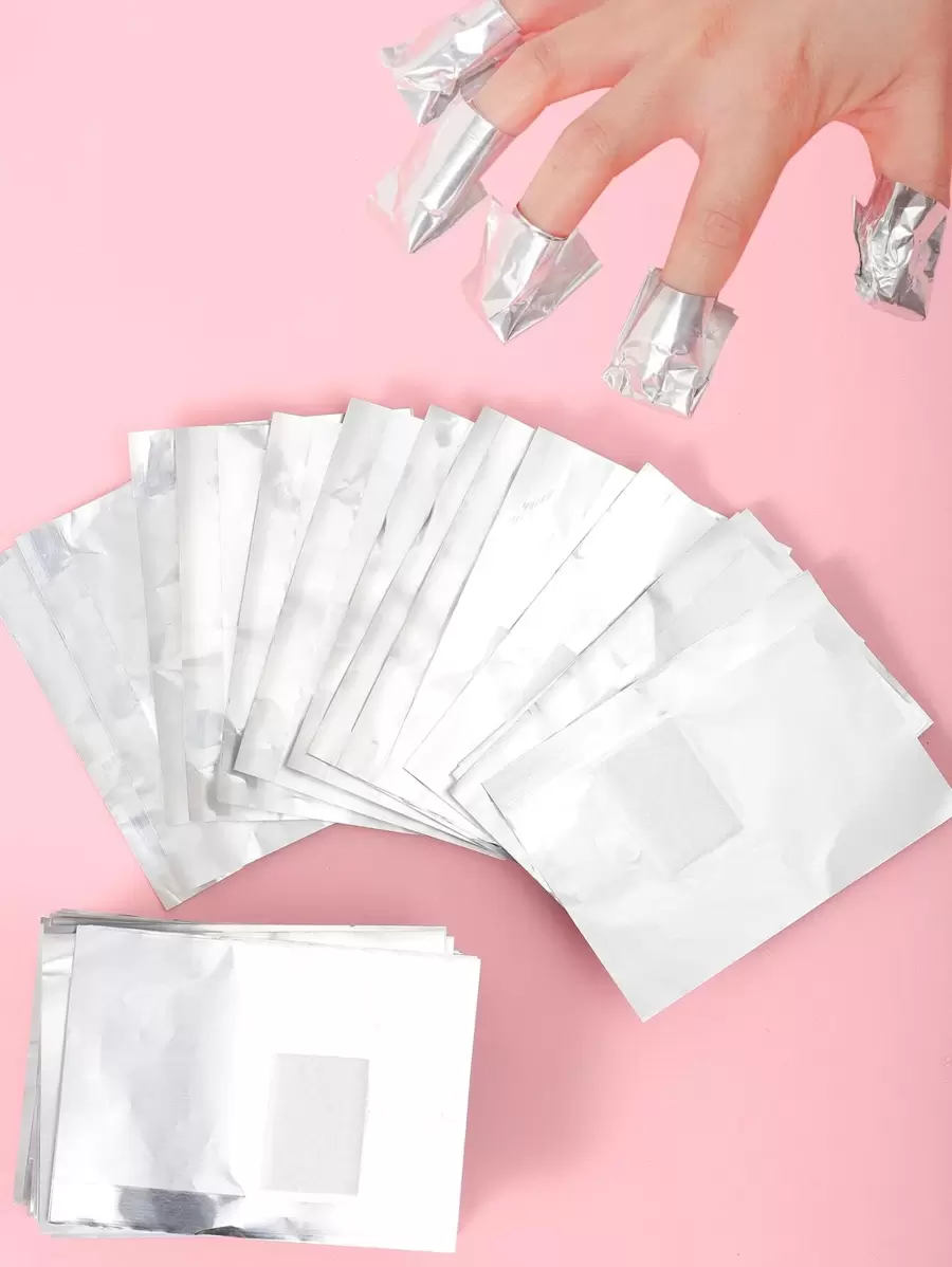 50pcs Aluminum Foil Nail Art Remover Pad Nails Nails Supplies Nail Stuff - Silver - View 1
