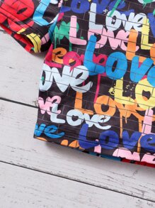 SHEIN Cô gái Tween Đồ họa Chữ cái Áo thun - Nhiều màu - Xem 3