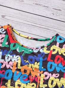 SHEIN Cô gái Tween Đồ họa Chữ cái Áo thun - Nhiều màu - Xem 4