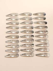 30pcs Minimalist Snap Clip Casual Hair Clips Claw Clips Hair Claws Hair Barrettes, School Stuff, Hair Accessories, Head Accessories, Hair Accessories For Women, Hairpin - Silver - View 1