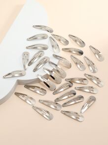 30pcs Minimalist Snap Clip Casual Hair Clips Claw Clips Hair Claws Hair Barrettes, School Stuff, Hair Accessories, Head Accessories, Hair Accessories For Women, Hairpin - Silver - View 2