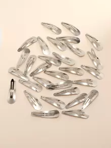 30pcs Minimalist Snap Clip Casual Hair Clips Claw Clips Hair Claws Hair Barrettes, School Stuff, Hair Accessories, Head Accessories, Hair Accessories For Women, Hairpin - Silver - View 3