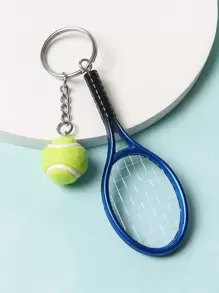 Tennis & Racket Charm Keychain For Gifts, Wallets, School Bags, Backpacks, And Satchels Casual - Blue - View 1