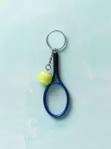 Tennis & Racket Charm Keychain For Gifts, Wallets, School Bags, Backpacks, And Satchels Casual - Blue - View 2