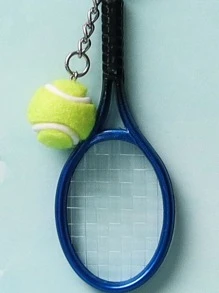Tennis & Racket Charm Keychain For Gifts, Wallets, School Bags, Backpacks, And Satchels Casual - Blue - View 3