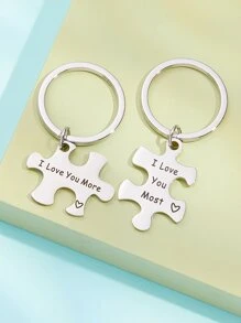 2 cái Slogan Cặp Đôi Móc Khóa Hình Học Quyến Rũ - Bạc - Xem 2