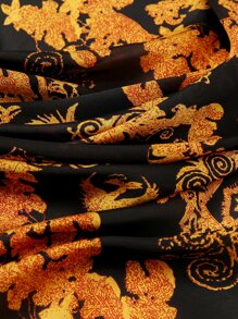 1 pieza Pañuelo elegante con estampado de flores del palacio, ideal para realzar tu look - Multicolor - Ver 5