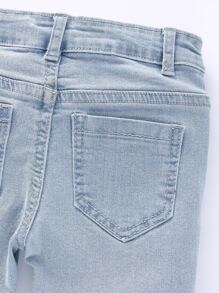 Toddler Boy Quần Shorts Denim Túi Bị tách màu trơn - Rửa nhẹ - Xem 5