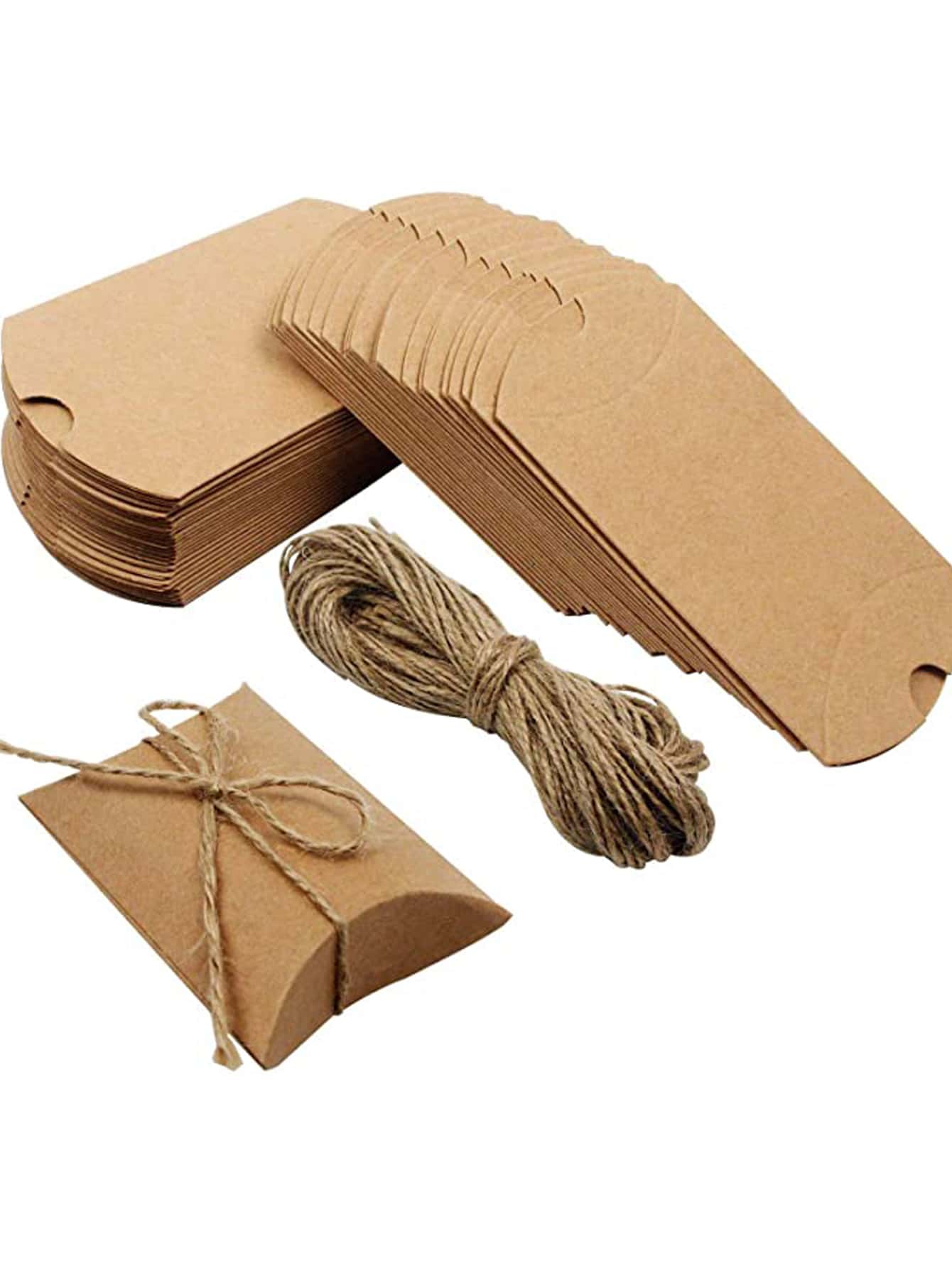 30入組麻繩餅乾包裝盒派對用牛皮紙糖果盒 - 彩色 - 查看 1