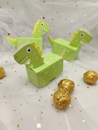 6 piezas Caja para envolver dulces en forma de dinosaurio de dibujos animados