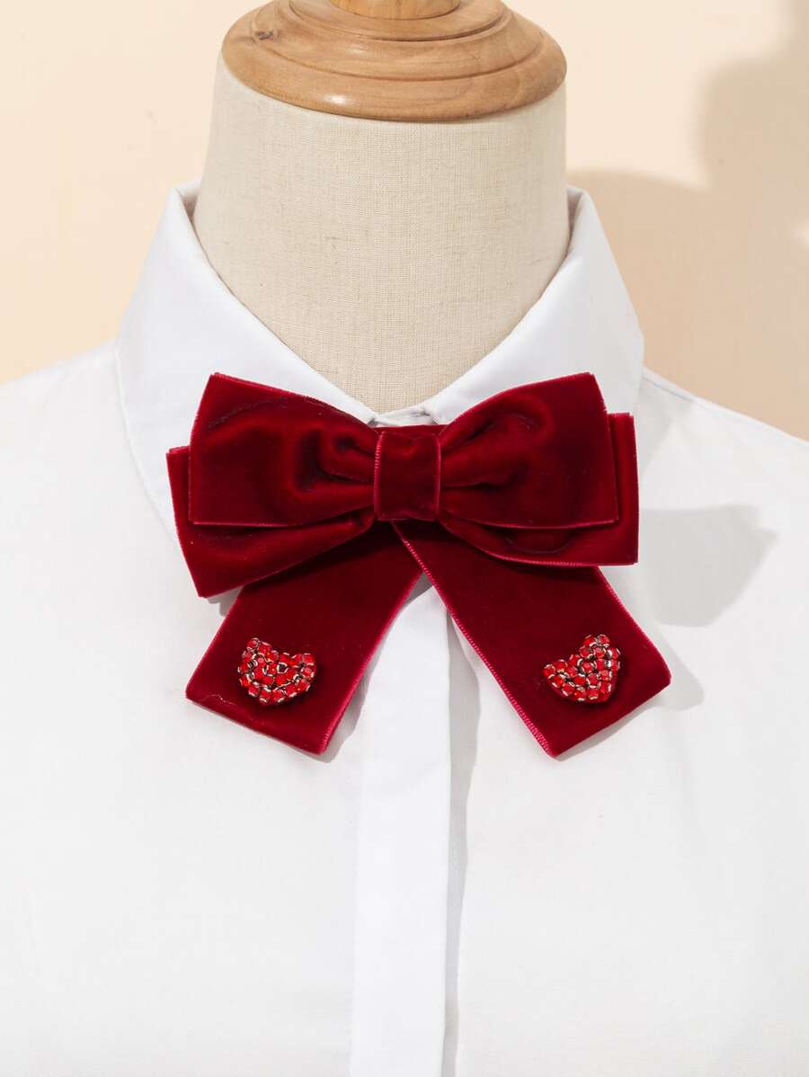 Corbata de lazo con adorno de corazón - Burdeos - Ver 1