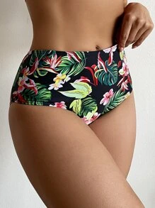 Bottom de bikini con estampado tropical de talle alto - Multicolor - Ver 1