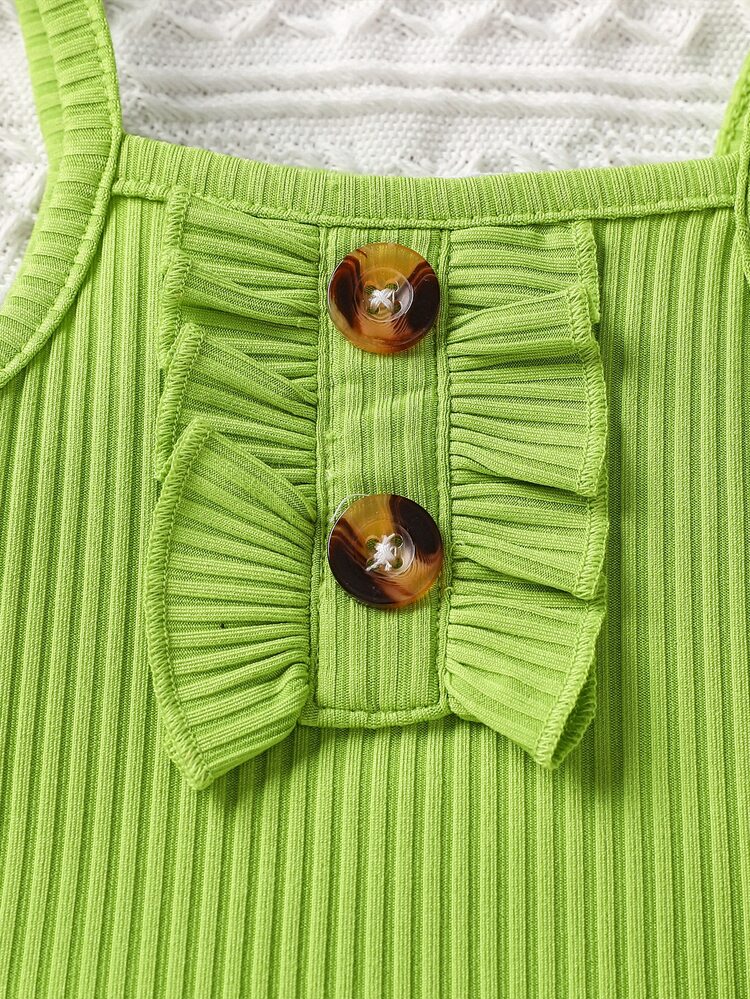 Baby Girl Ruffle Trim Cami Top & Fruit Print Shorts