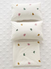 Butterfly Embroidered Duvet Cover Set Without Filler - White - View 4