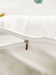 Butterfly Embroidered Duvet Cover Set Without Filler - White - View 6