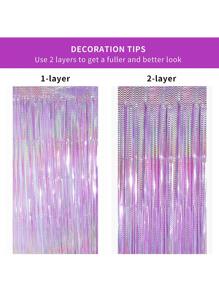 箔紙流褶簾,金屬照相棚背景金屬門簾,婚禮生日新娘派對場景裝飾 - 淺粉色 - 查看 4