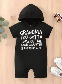 Rompers Em bé Slogan - màu đen - Xem 1