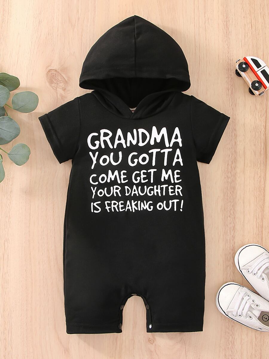 Rompers Em bé Slogan - màu đen - Xem 1