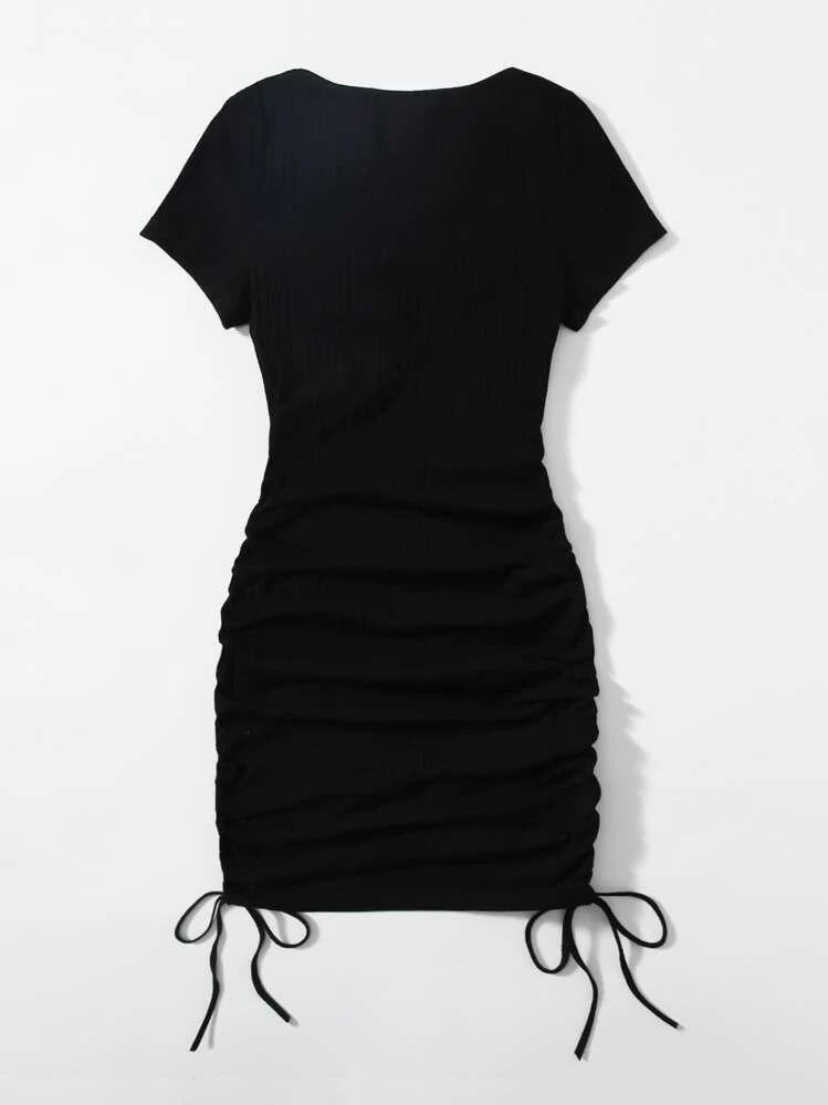 SHEIN EZwear Ruched Drawstring Side Bodycon Dress | SHEIN USA