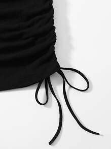 SHEIN EZwear Vestido ajustado con cordón lateral con fruncido - Negro - Ver 4