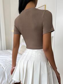 Camiseta corta con estampado de tigre - Café integral - Ver 2