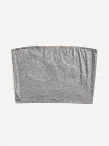 SHEIN Tall Top tubo corto unicolor - Gris - Ver 3