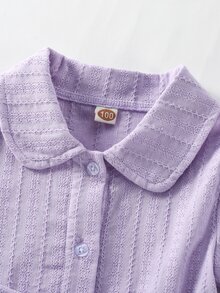 Toddler Girls Roll Up Sleeve Ruffle Hem Belted Shirt Dress