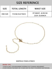 Bee & Faux Pearl Decor Chain Belt - Gold - View 3