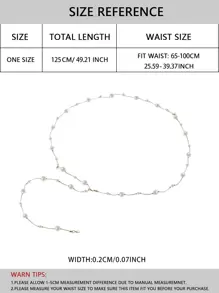 1pc Solid Color Faux Pearl Waist Chain, Stylish Versatile Dress Waist Chain Summer, School Fall, Autumn, Halloween - Gold - View 3