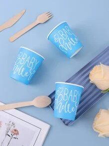 10 piezas Taza desechable con estampado de letra - Multicolor - Ver 1