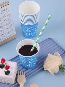 10 piezas Taza desechable con estampado de letra - Multicolor - Ver 3