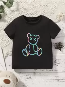 Bebé niño Camiseta con estampado de dibujos animados - Negro - Ver 1