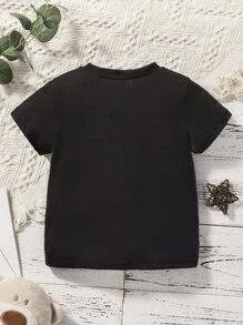 Bebé niño Camiseta con estampado de dibujos animados - Negro - Ver 2